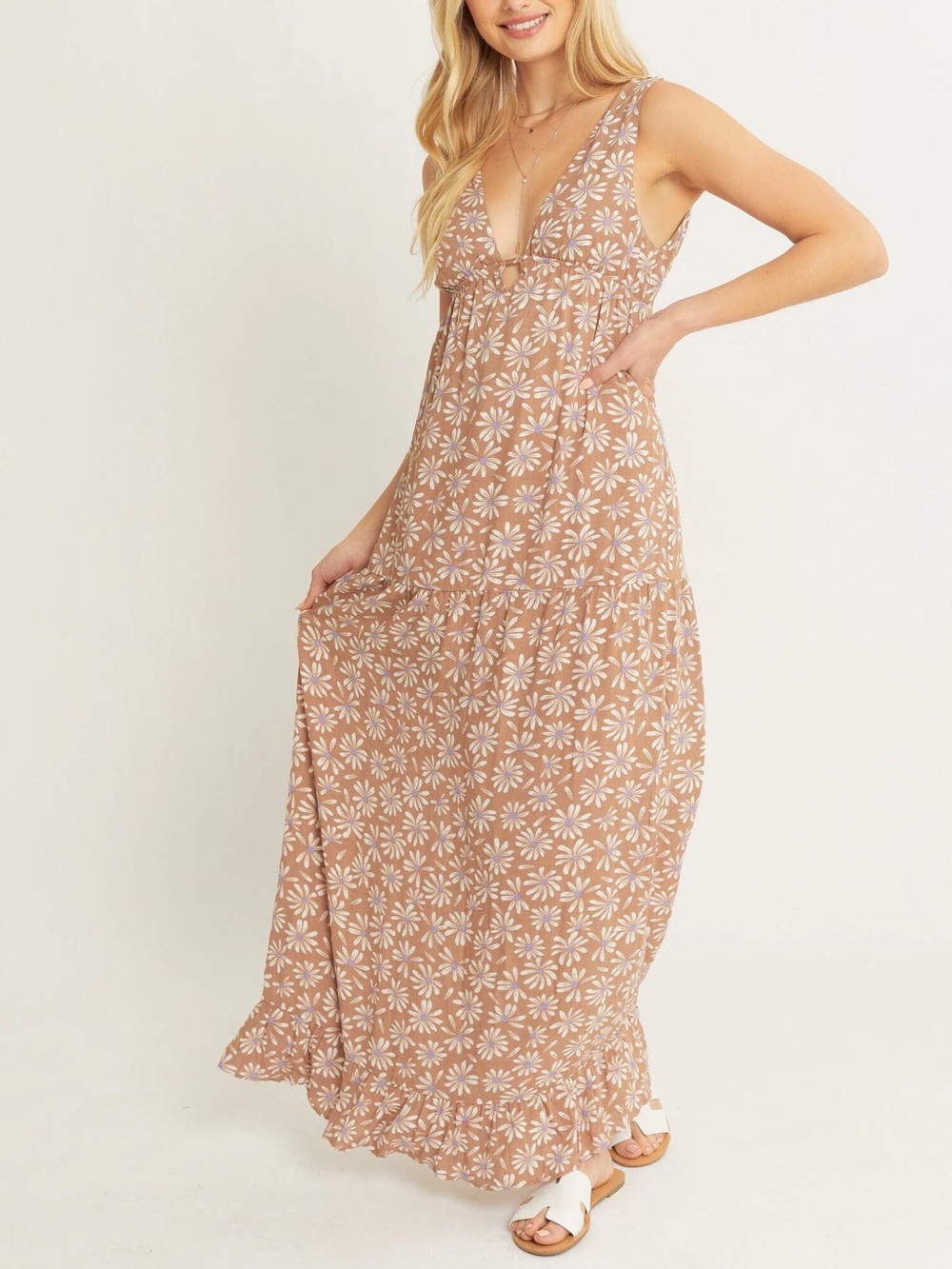 Love Tree Floral Tiered Maxi Dress